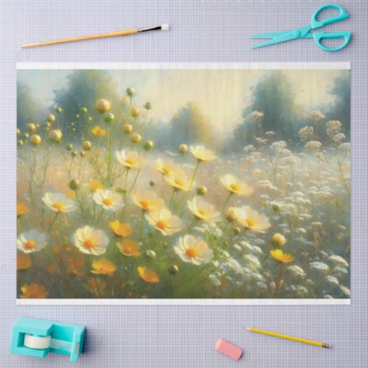 Geel Wildflower Impressionistische Schilderij Deco Tissuepapier (Craft)