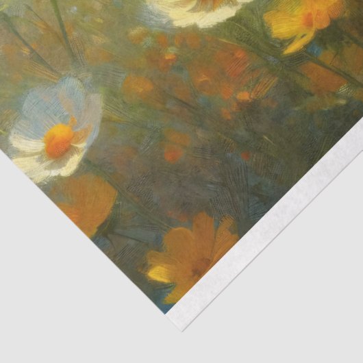 Geel Wildflower Impressionistische Schilderij Deco Tissuepapier (Detail)