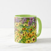 Geel Wildflowers Bloemen Art Mok Cup (Voorkant rechts)