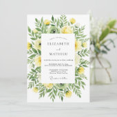 Geel Winderig Botanisch Bruiloft Kaart (Staand voorkant)