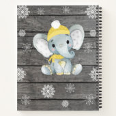 Geel Winter Olifant Boek Baby shower Rustiek (Achterkant)