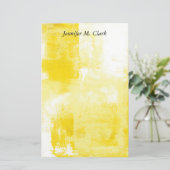 Geel & Wit Abstract Briefpapier (Staand voorkant)