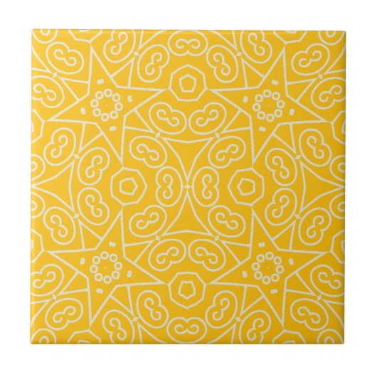 Geel & Wit Abstract Geometrisch Patroon Tegeltje (Voorkant)