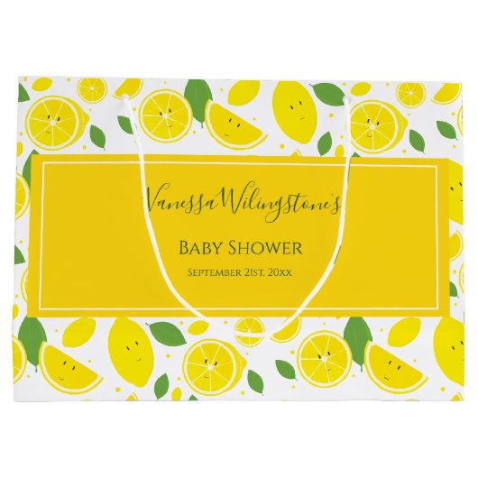 Geel wit Baby shower glimlachen Groot Cadeauzakje (Achterkant)
