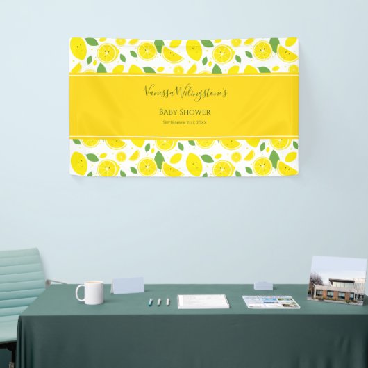 Geel wit Baby shower glimlachen Spandoek (Beurs)
