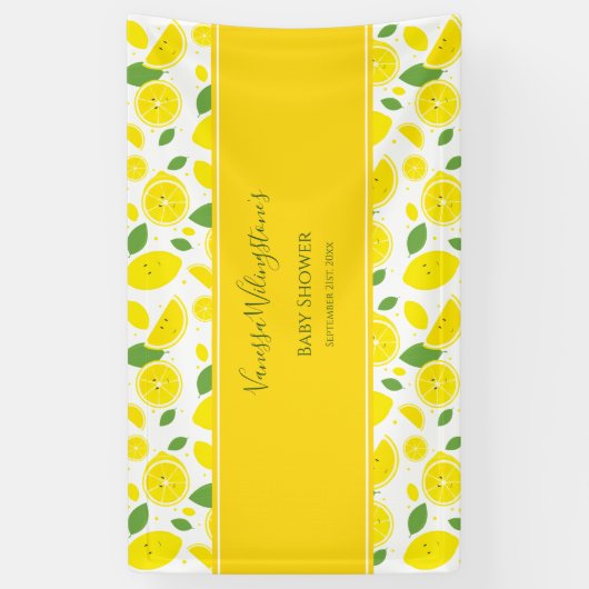 Geel wit Baby shower glimlachen Spandoek (Verticaal)