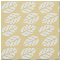 geel wit blad patroon stof