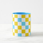 Geel Wit Blauw Geruit Ontwerp  Mok (Midden)