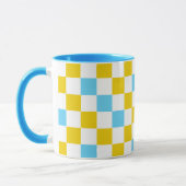 Geel Wit Blauw Geruit Ontwerp  Mok (Links)