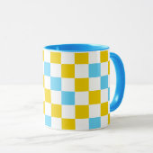 Geel Wit Blauw Geruit Ontwerp  Mok (Voorkant rechts)