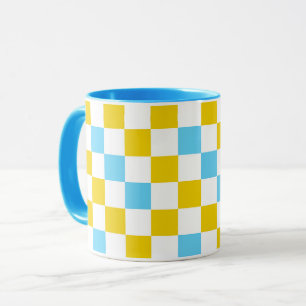 Geel Wit Blauw Geruit Ontwerp Mok