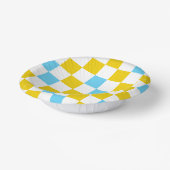 Geel Wit Blauw Geruit Ontwerp Papieren Kommen (Gebogen)