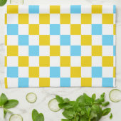 Geel Wit Blauw Geruit Ontwerp Theedoek (Gevouwen)