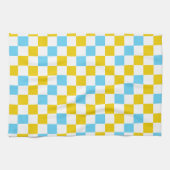 Geel Wit Blauw Geruit Ontwerp Theedoek (Horizontaal)