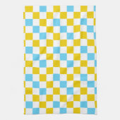 Geel Wit Blauw Geruit Ontwerp Theedoek (Verticaal)