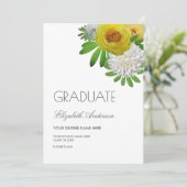 Geel & Wit Bloemen Afstuderen Aankondiging (Staand voorkant)