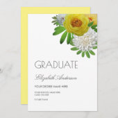 Geel & Wit Bloemen Afstuderen Aankondiging (Voorkant / Achterkant)