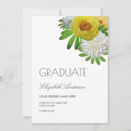 Geel & Wit Bloemen Afstuderen Aankondiging