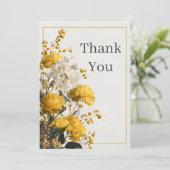 Geel & Wit Bloemen Dank u kaart (Staand voorkant)