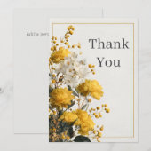 Geel & Wit Bloemen Dank u kaart (Voorkant / Achterkant)