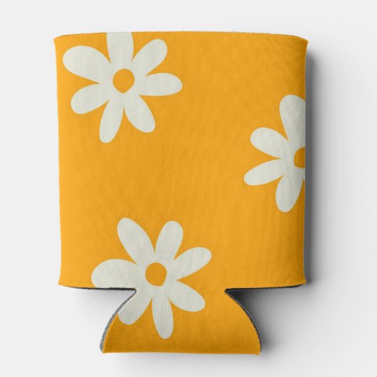 Geel Wit Bloemen Elegante Waterverf Bloem Blikjeskoeler (Achterkant)