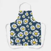geel & wit Bloemen op blauw All-Over Print Schort (Voorkant)