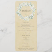 Geel Wit Bloemen Pasen krans Flat 4 gangen Menu (Voorkant)