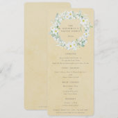 Geel Wit Bloemen Pasen krans Flat 4 gangen Menu (Voorkant / Achterkant)