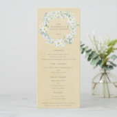 Geel Wit Bloemen Pasen krans Flat 4 gangen Menu (Staand voorkant)