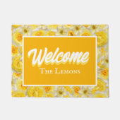 Geel & Wit Bloemen Personaliseer Entryway Welkom Deurmat (Voorkant)