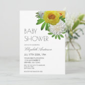 Geel & Wit Bloemengender Neutrale Baby Shower Kaart (Staand voorkant)