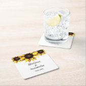 Geel Wit Bruid Bruidegom Zonnebloem Huwelijk Kartonnen Onderzetters (Insitu)