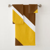 Geel Wit Bruin Plain Kleur Block Design Bad Handdoek (Insitu)