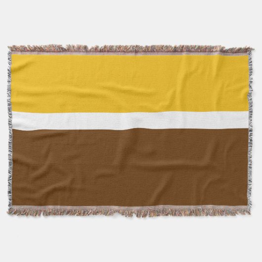 Geel Wit Bruin Plain Kleur Block Design Deken (Voorkant)