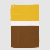 Geel Wit Bruin Plain Kleur Block Design Golfhanddoek (Voorkant)