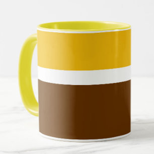Geel Wit Bruin Plain Kleur Block Design Mok