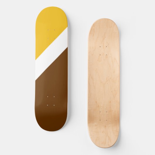 Geel Wit Bruin Plain Kleur Block Design Persoonlijk Skateboard (Voorkant)