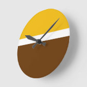 Geel Wit Bruin Plain Kleur Block Design Ronde Klok (Hoek)