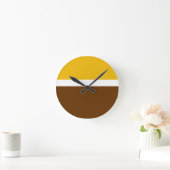 Geel Wit Bruin Plain Kleur Block Design Ronde Klok (Huis)