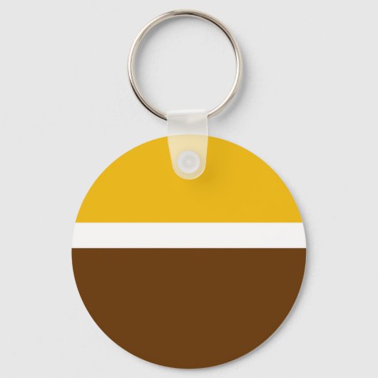 Geel Wit Bruin Plain Kleur Block Design Sleutelhanger (Voorkant)