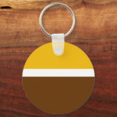 Geel Wit Bruin Plain Kleur Block Design Sleutelhanger (Achterkant)