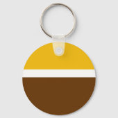 Geel Wit Bruin Plain Kleur Block Design Sleutelhanger (Achterkant)