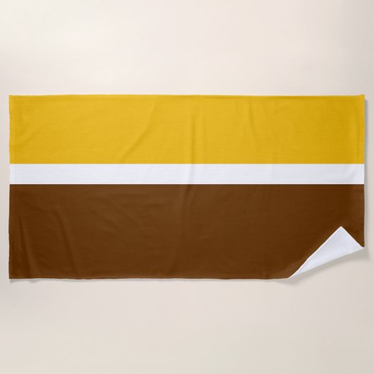 Geel Wit Bruin Plain Kleur Block Design Strandlaken (Voorkant)