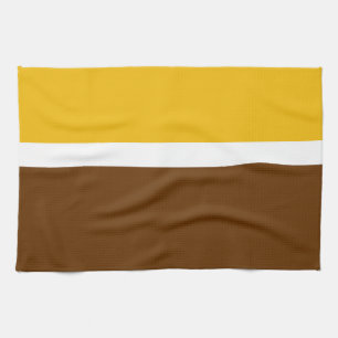 Geel Wit Bruin Plain Kleur Block Design Theedoek