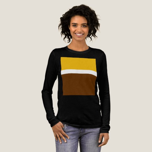 Geel Wit Bruin Plain Kleur Block Design Tri-Blend Shirt (Voorkant)