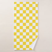 Geel Wit Check Checkerboard Patroon Badhanddoek (Badhanddoek)