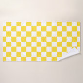 Geel Wit Check Checkerboard Patroon Badhanddoek (Badhanddoek)