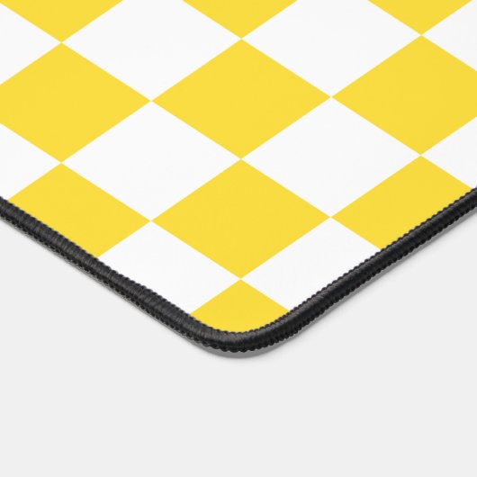Geel Wit Check Checkerboard Patroon Bureaumat (Hoek)