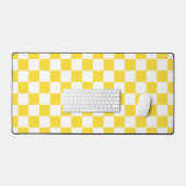 Geel Wit Check Checkerboard Patroon Bureaumat (Keyboard & Muis)