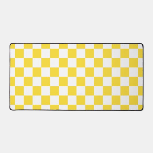 Geel Wit Check Checkerboard Patroon Bureaumat (Voorkant)